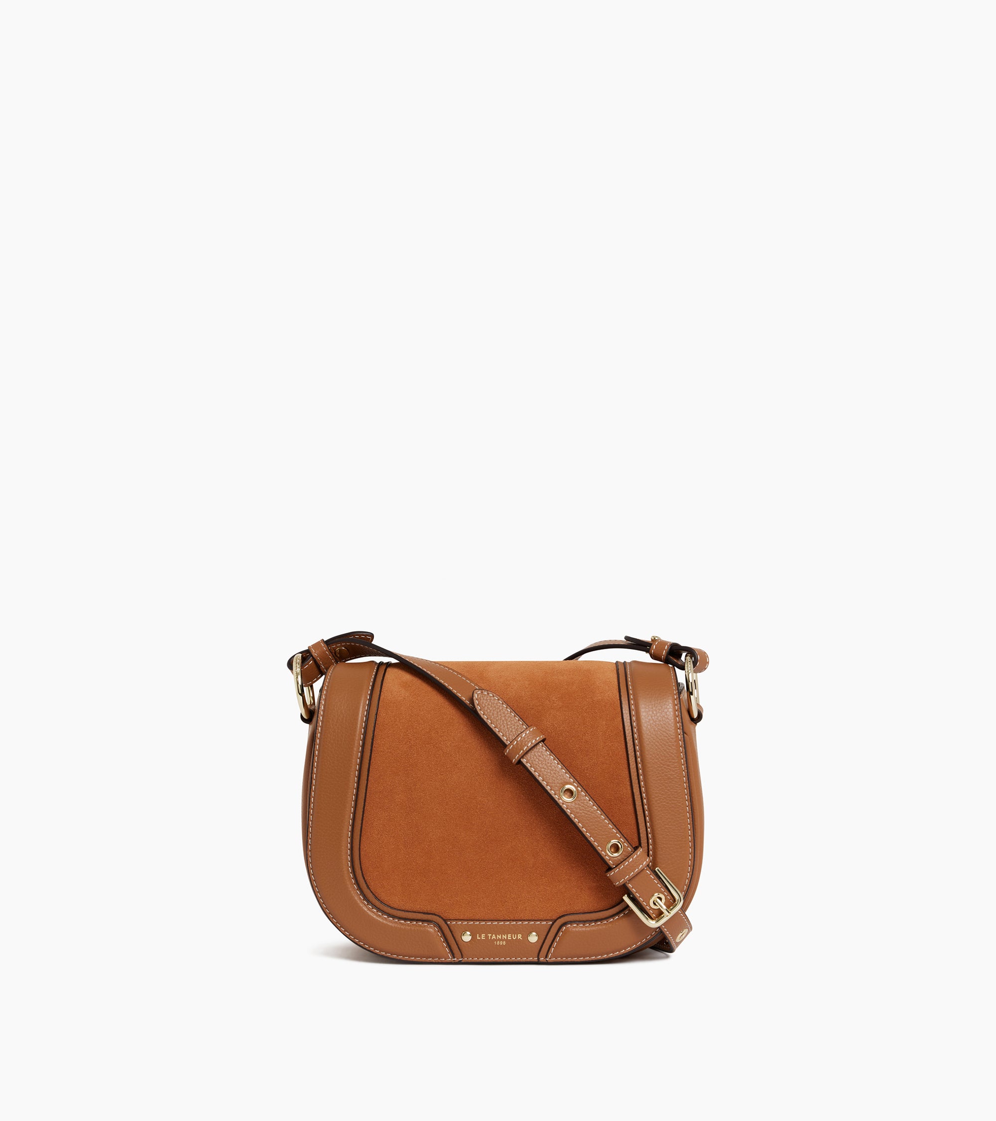 Bolso bandolera mediano modelo Ella de piel texturizada y nobuk