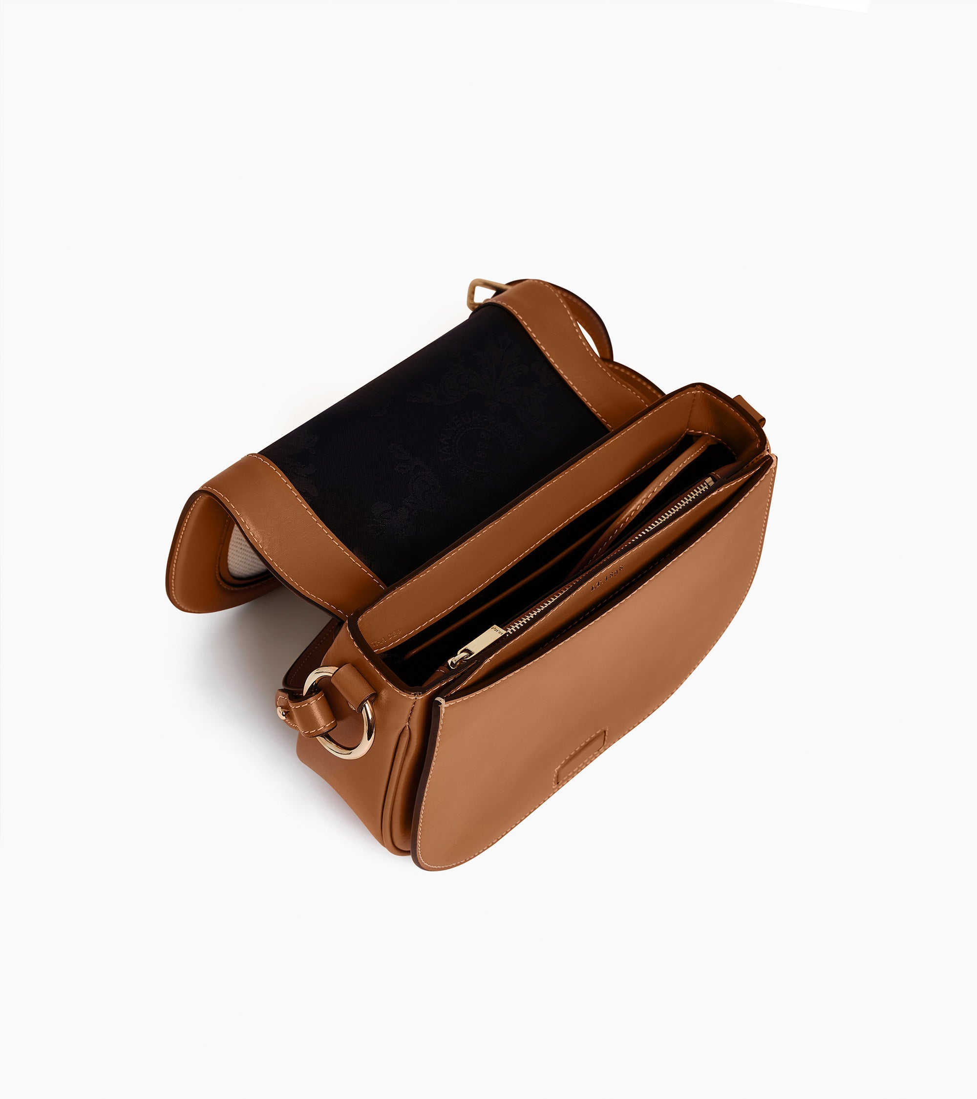 Bolso bandolera mediano modelo Ella en lona de algodón y cuero liso