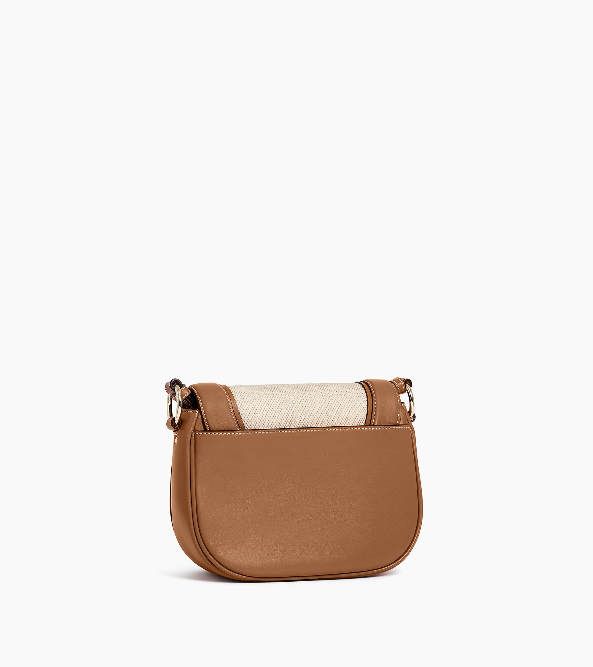 Bolso bandolera mediano modelo Ella en lona de algodón y cuero liso