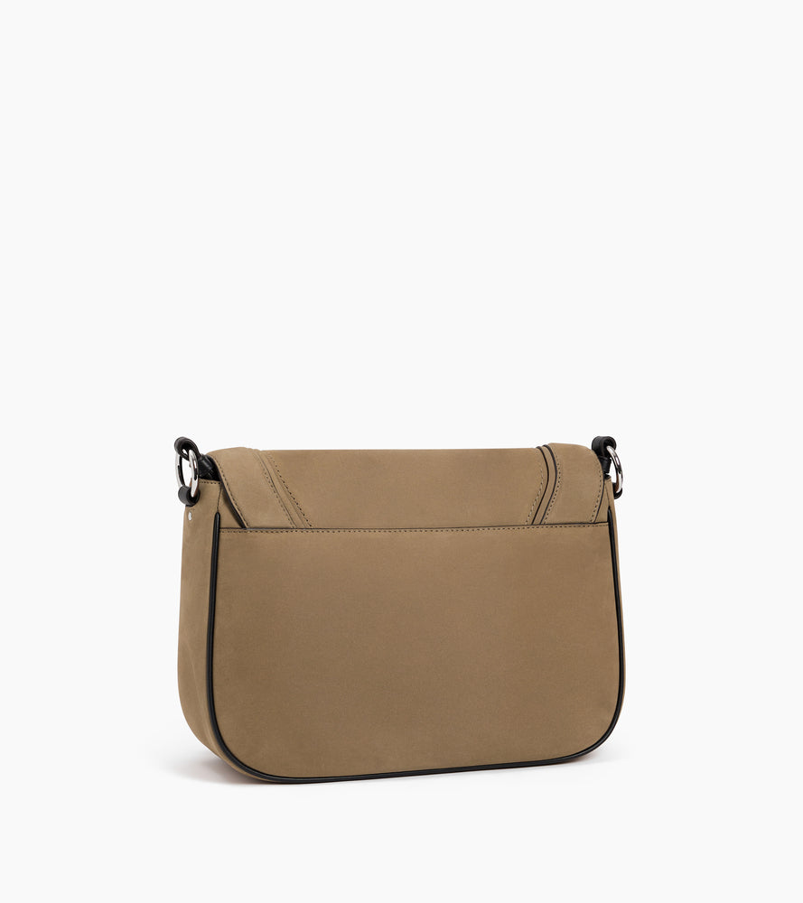 Grand sac bandoulière Ella en cuir lisse et nubuck