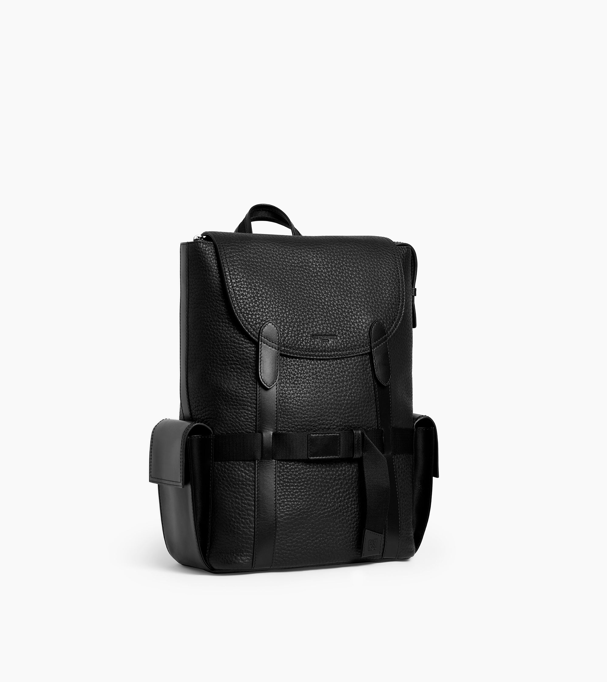 Mochila con solapa Noah de cuero de búfalo y cuero liso