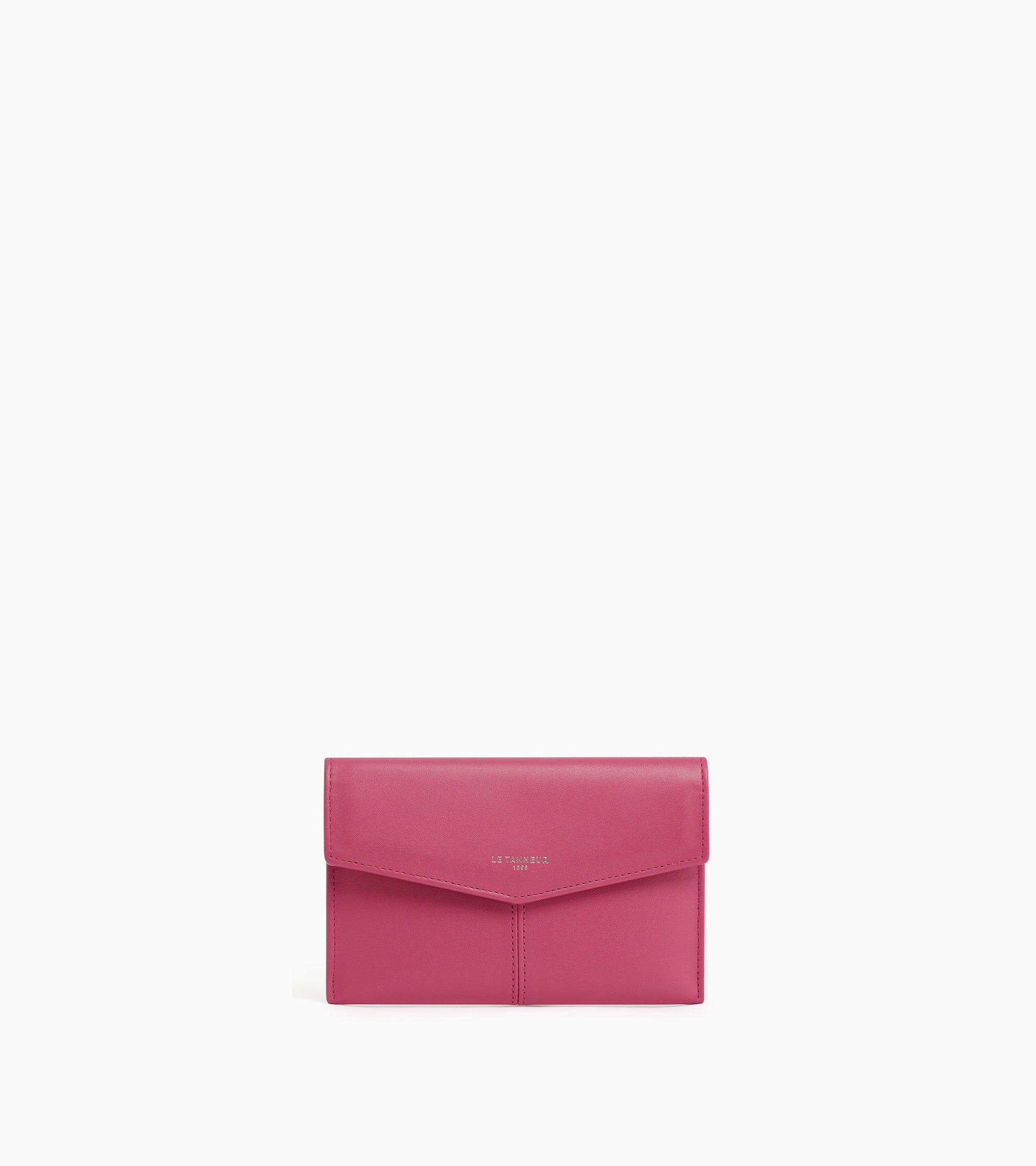 Bolso de mano tipo sobre mediano modelo Charlotte de cuero liso