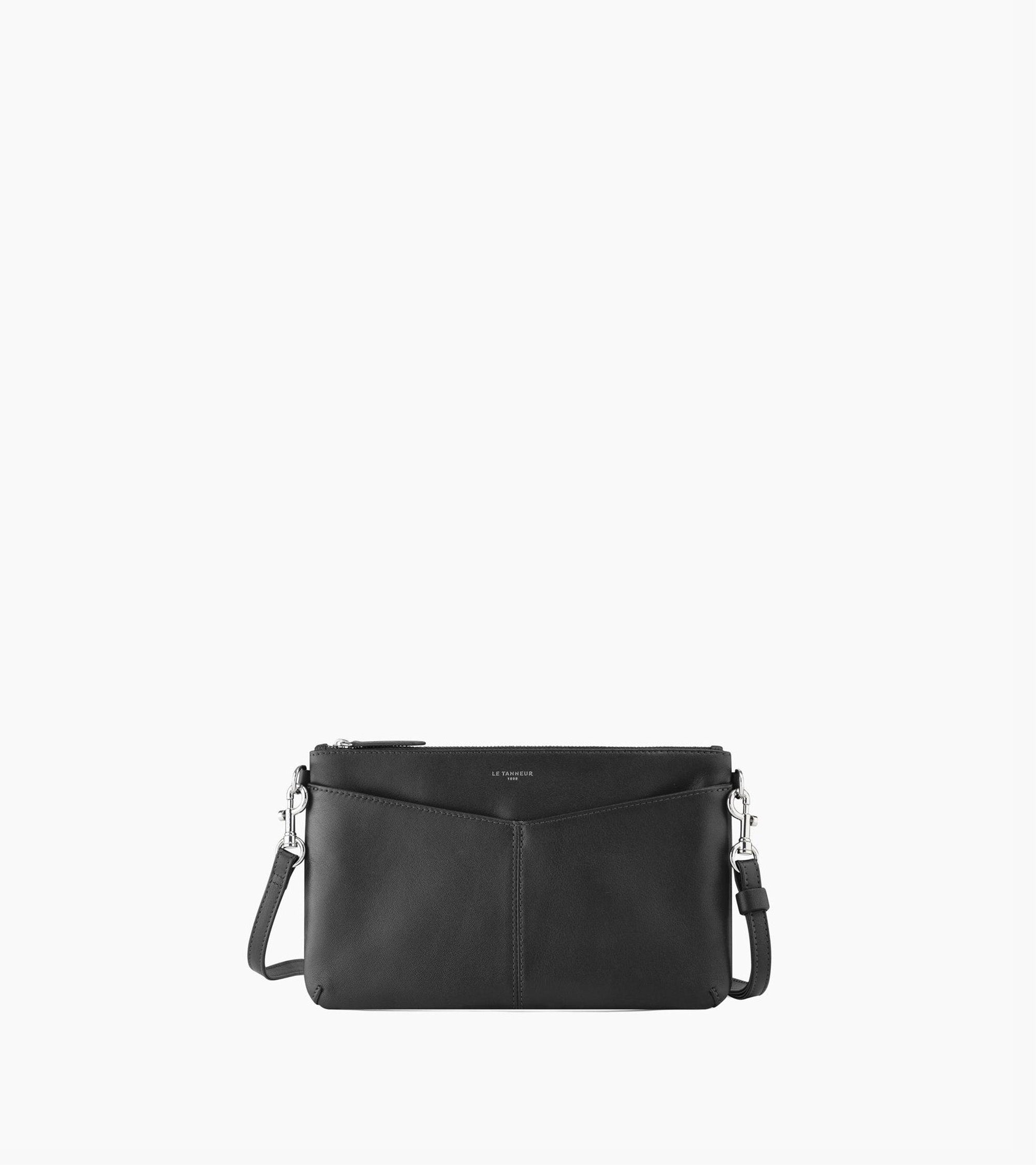 Bolso de mano con cremallera y bandolera desmontable Charlotte de piel lisa