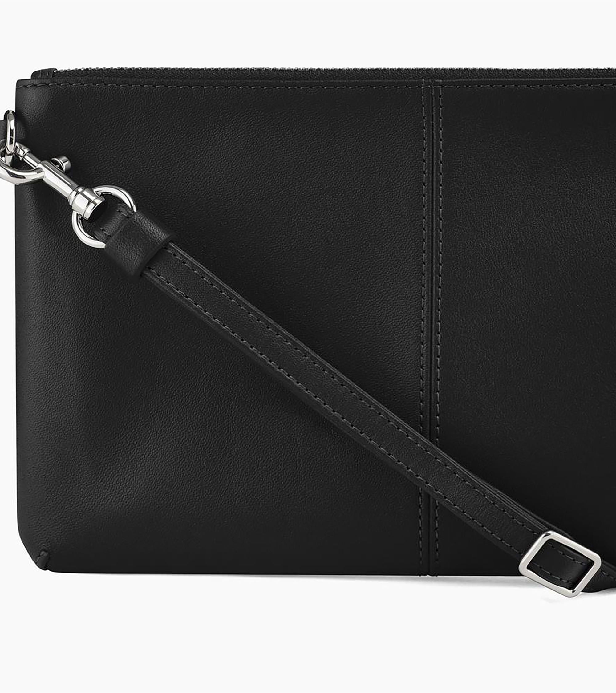 Bolso de mano con cremallera y bandolera desmontable Charlotte de piel lisa