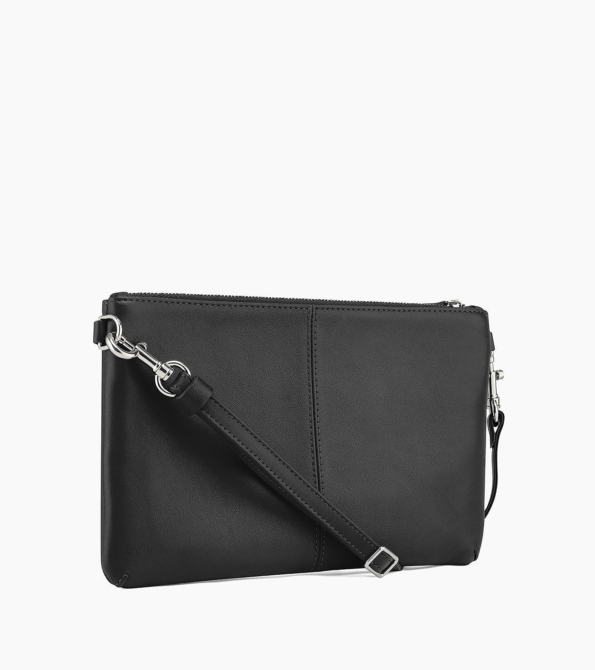 Bolso de mano con cremallera y bandolera desmontable Charlotte de piel lisa