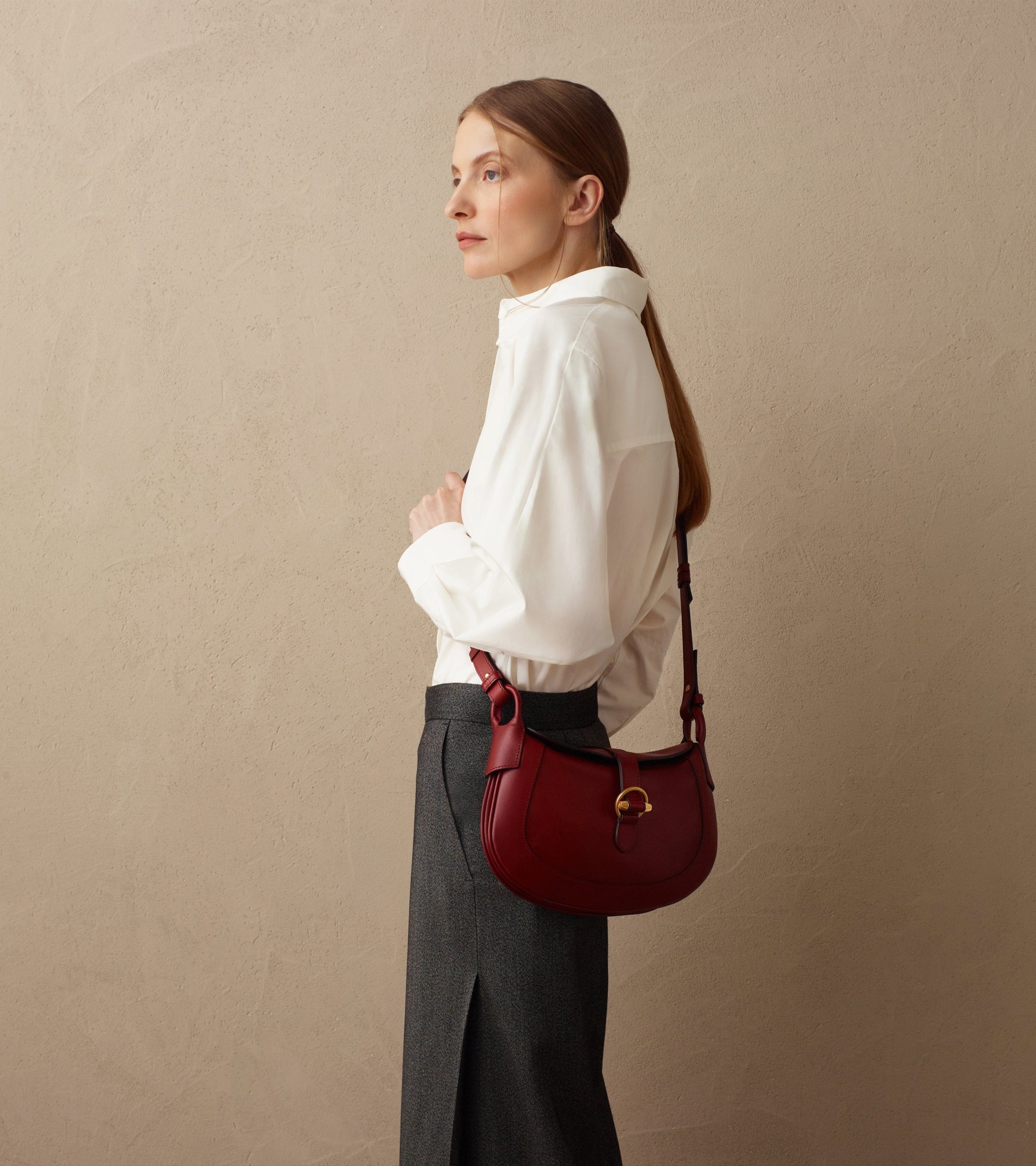 Petit sac bandoulière Pia en cuir lisse