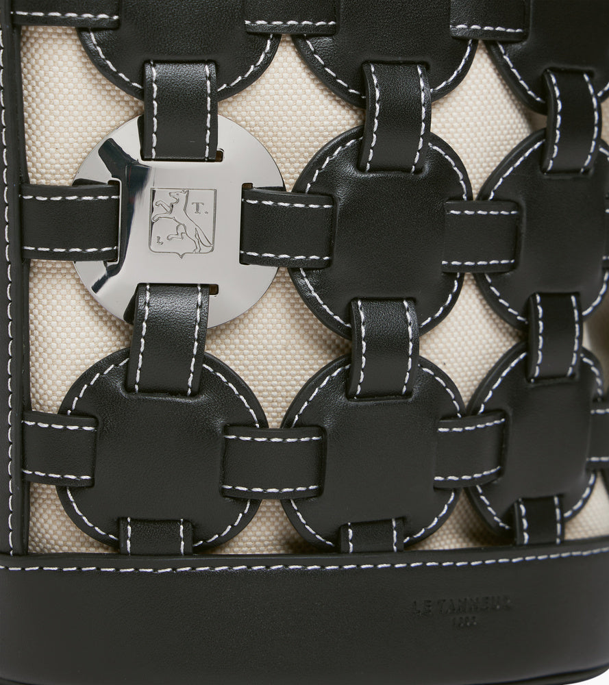 Kleine Bucket Bag Le Potier aus Baumwoll-Canvas und Glattleder