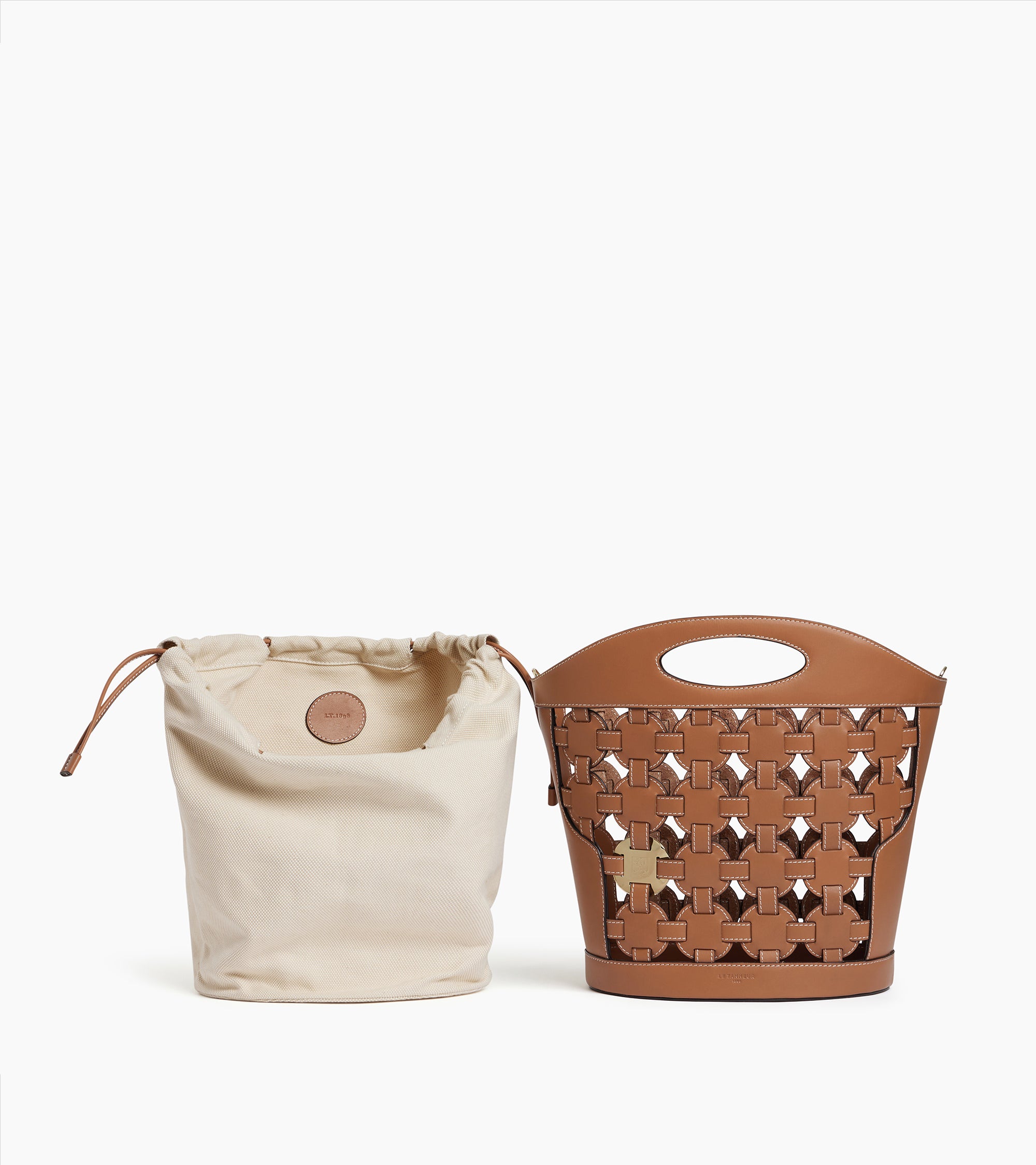 Bucket bag Le Potier in canvas cotton and smooth leather