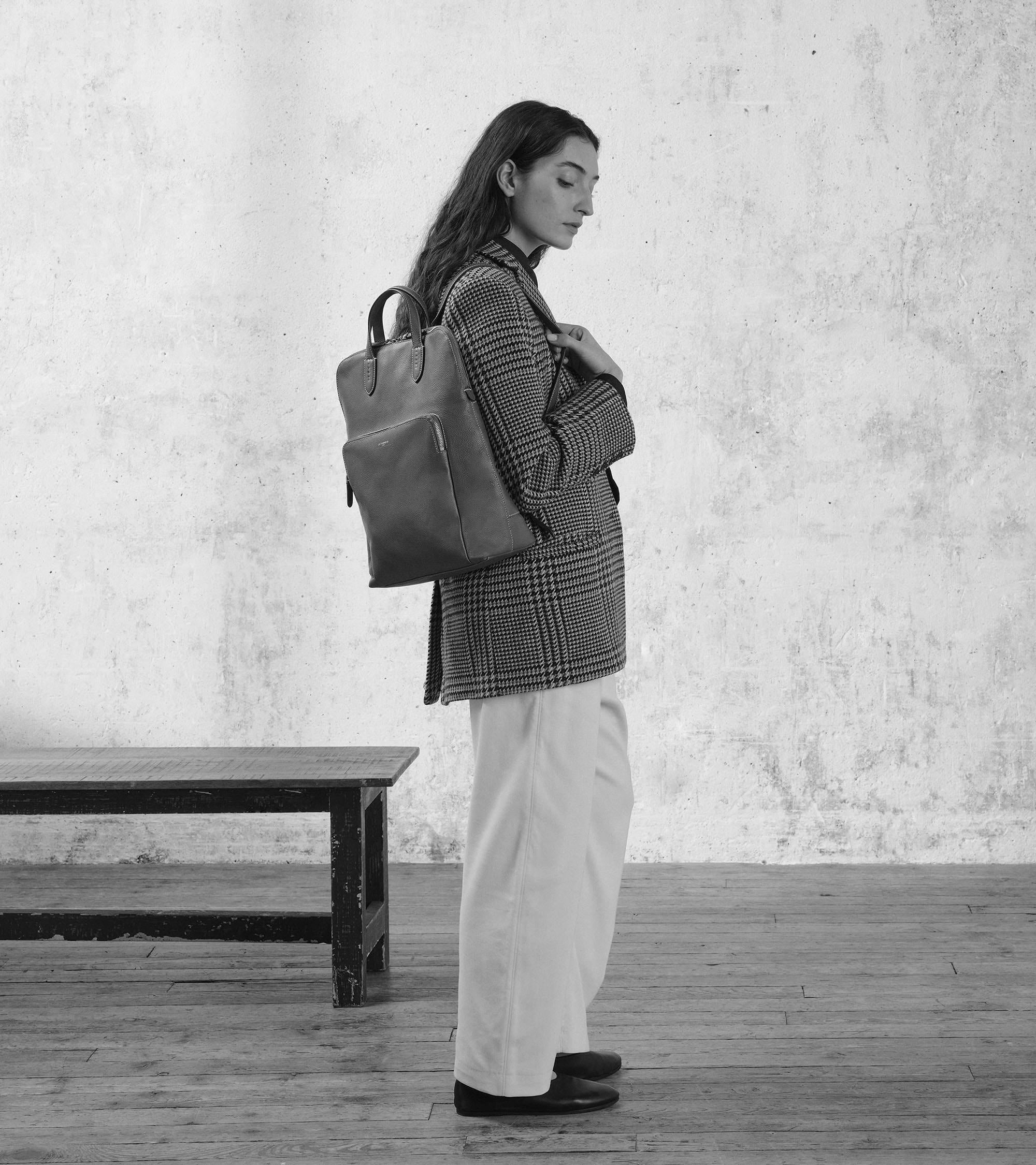 Mochila business con cremallera Sophie de piel texturizada