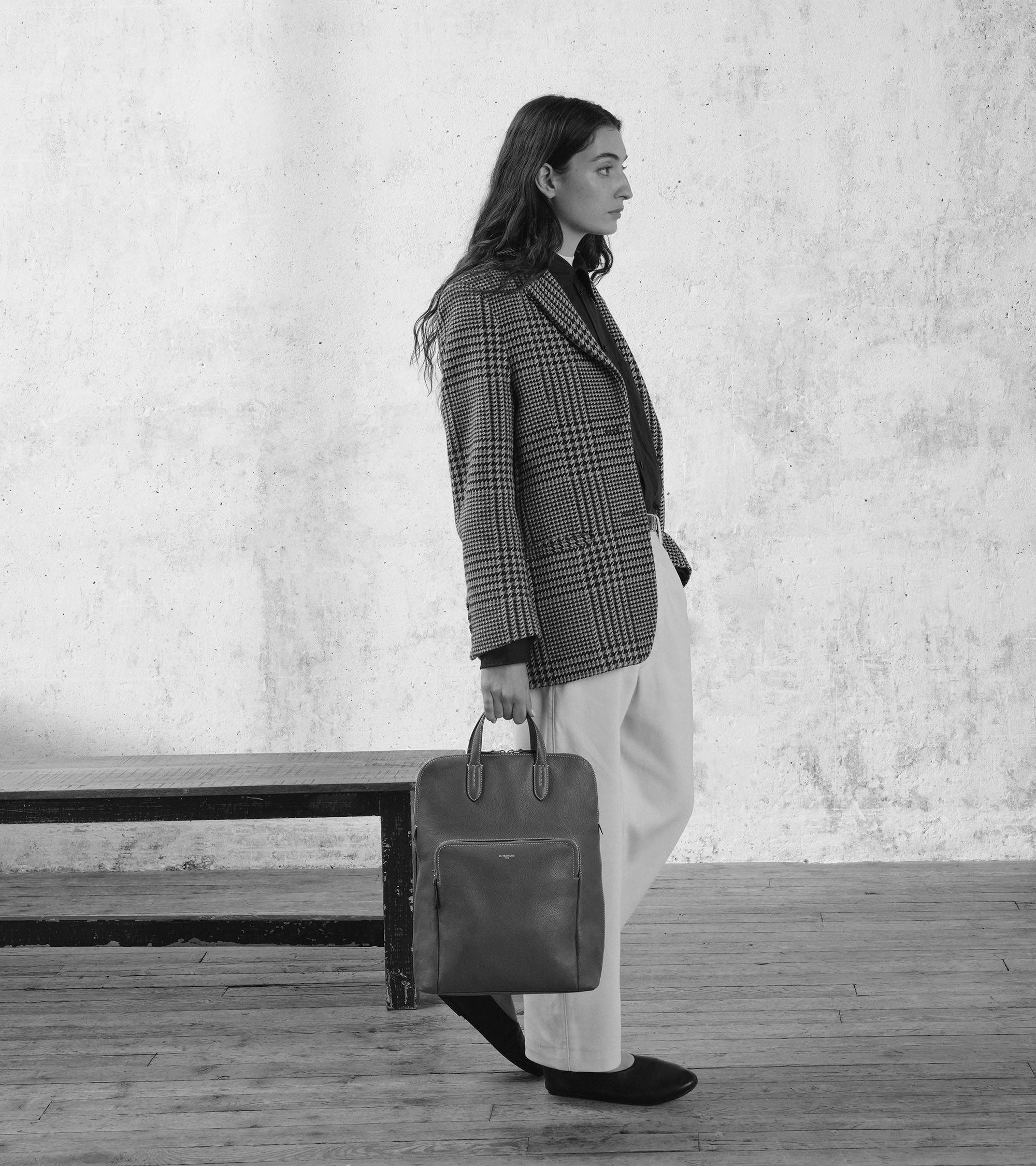 Mochila business con cremallera Sophie de piel texturizada