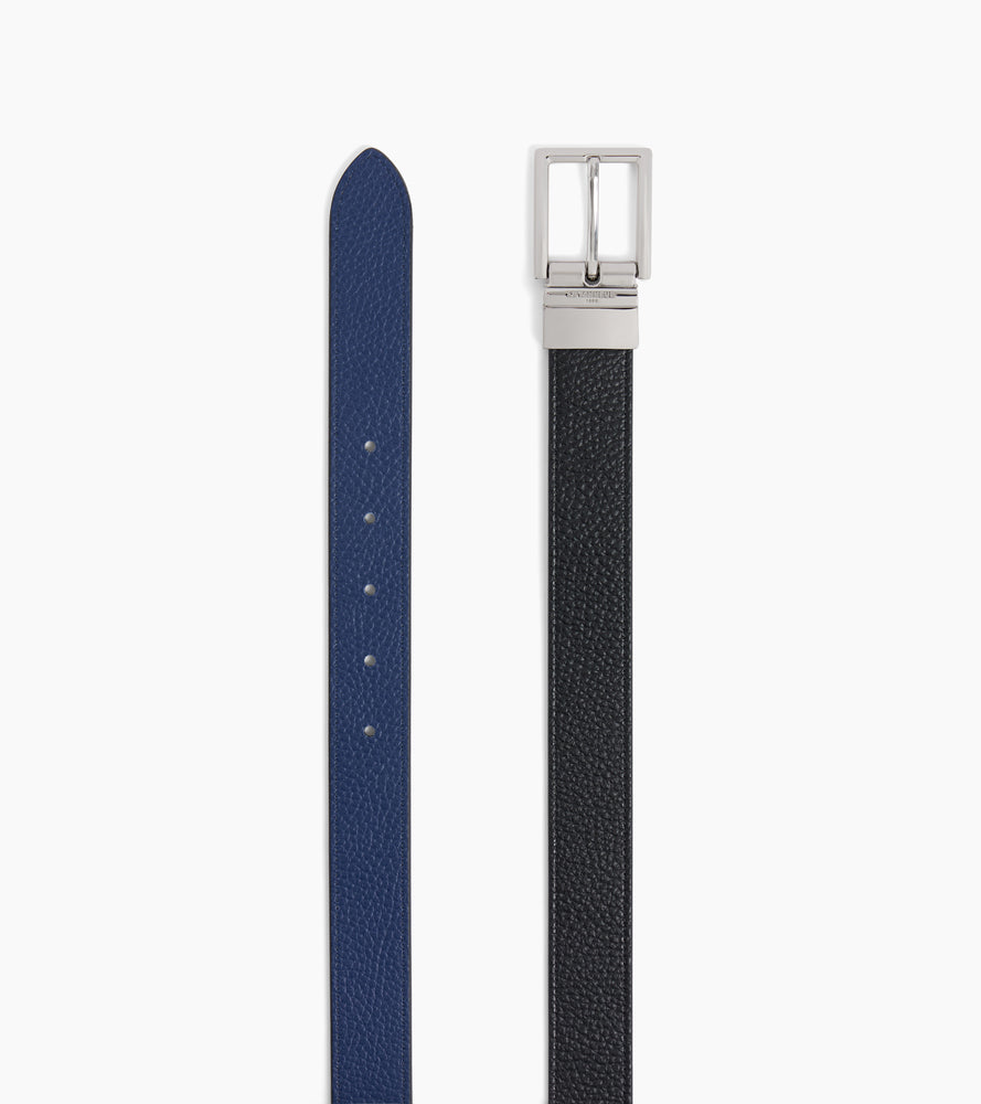 Cinturón reversible de hombre con hebilla rectangular de cuero graneado