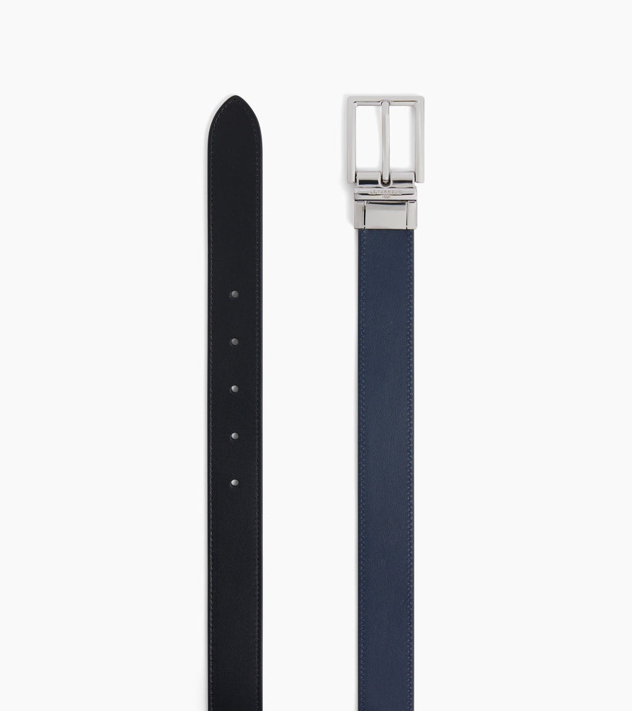 Cinturón reversible de hombre con hebilla rectangular de cuero liso