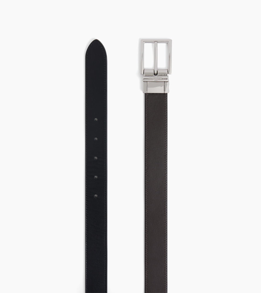 Cinturón reversible de hombre con hebilla rectangular de cuero liso